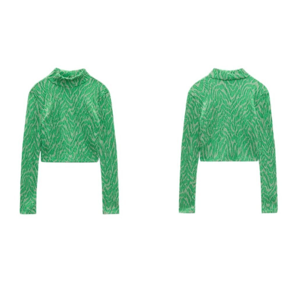 Zara Jacquard Top Green  5039591